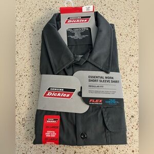 Dickies Men's FLEX Short Sleeve Work Shirt with Temp Control Cooling 2x Charcoal